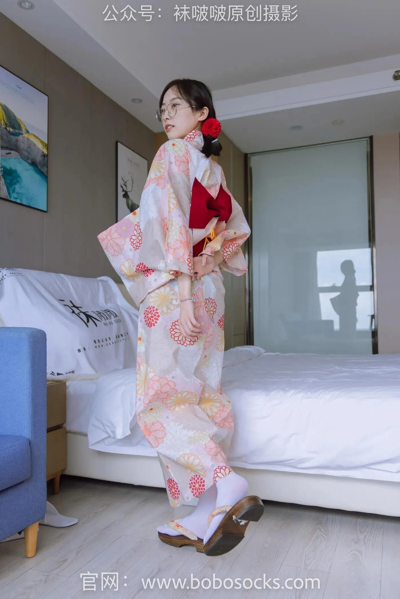 [BoBoSocks袜啵啵]NO.137 稚予-木屐、分指白棉袜、裸足、和风浴衣 [170P]插图8